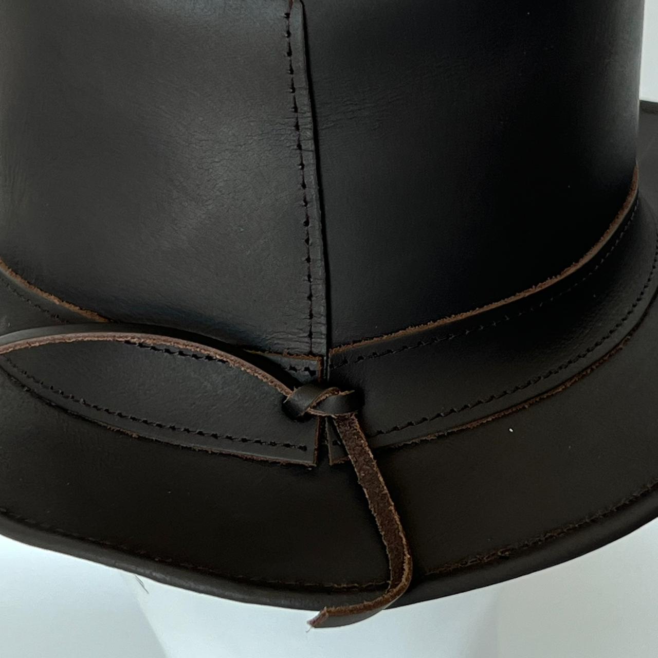 Cowhide Pattern Genuine Leather Western Cowboy Hat with Cowhide Pattern - Style 106 back view