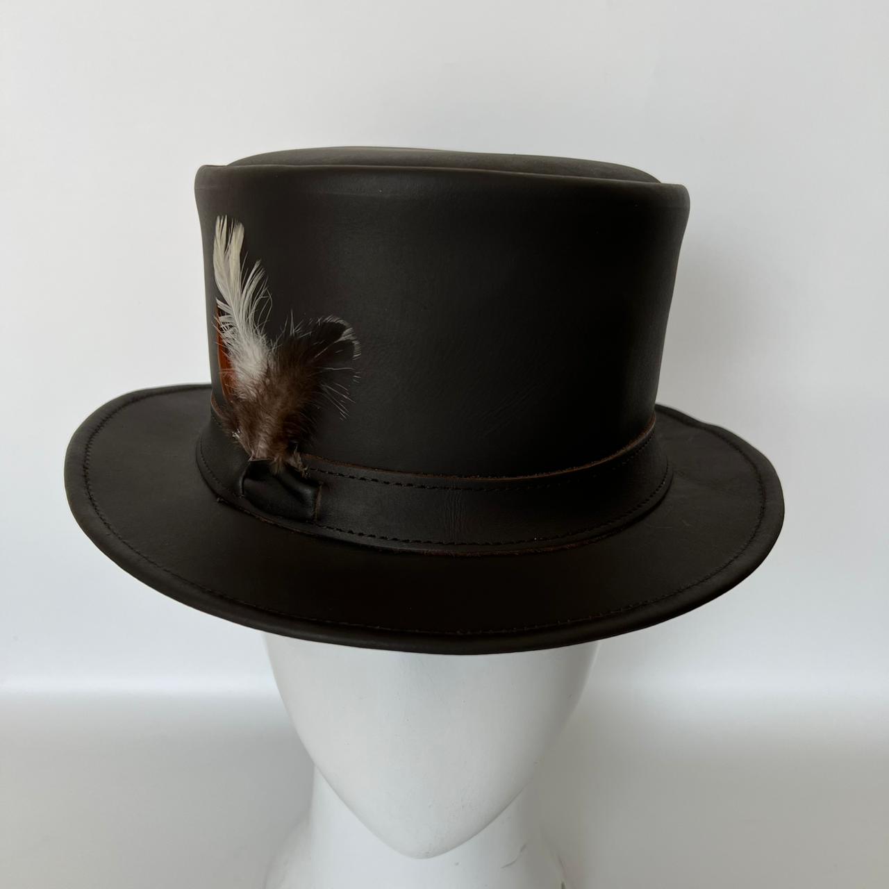 Cowhide Pattern Genuine Leather Western Cowboy Hat with Cowhide Pattern - Style 106 detail view