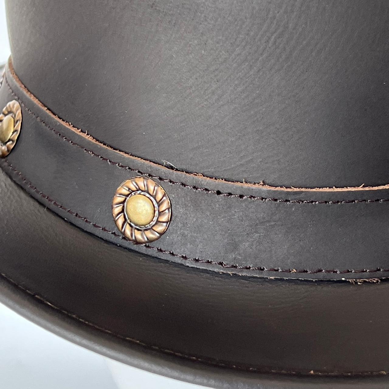 Cowhide Pattern Genuine Leather Western Cowboy Hat with Cowhide Pattern - Style 107 back view
