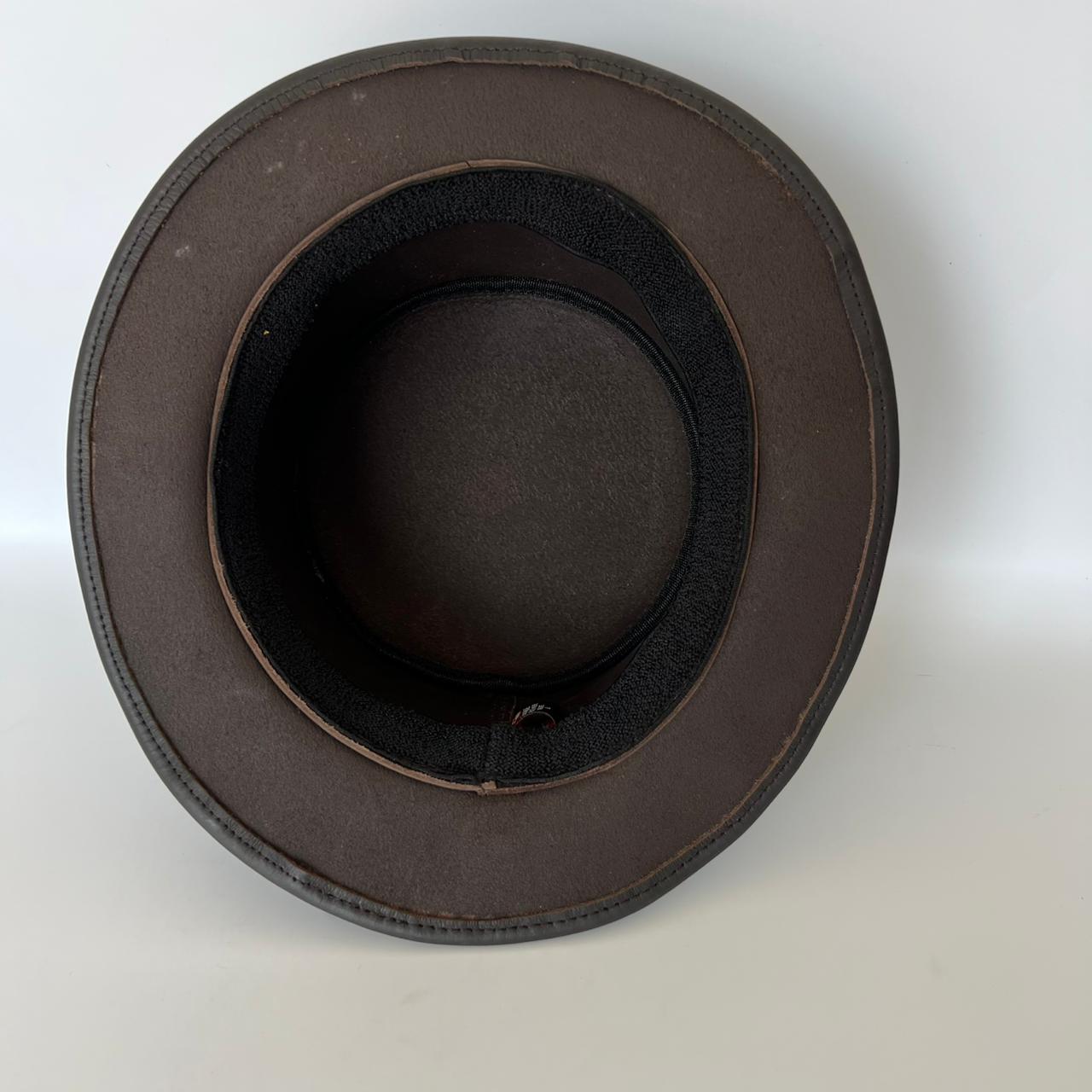 Cowhide Pattern Genuine Leather Western Cowboy Hat with Cowhide Pattern - Style 107 detail view
