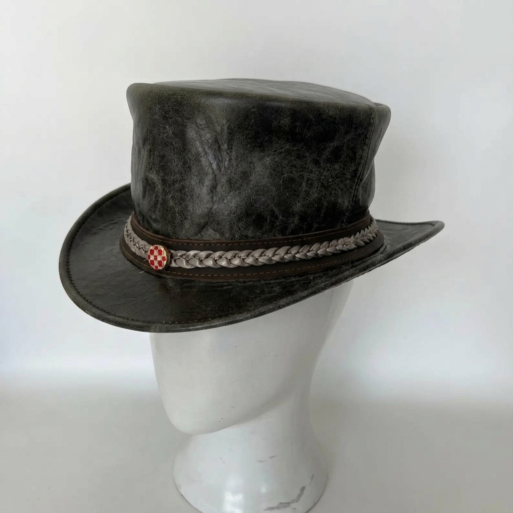 Cowhide Pattern Genuine Leather Western Cowboy Hat with Cowhide Pattern - Style 119 featured view