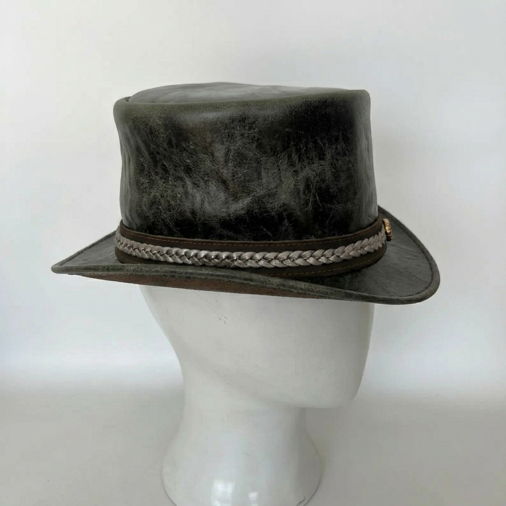 Cowhide Pattern Genuine Leather Western Cowboy Hat with Cowhide Pattern - Style 119 side angle