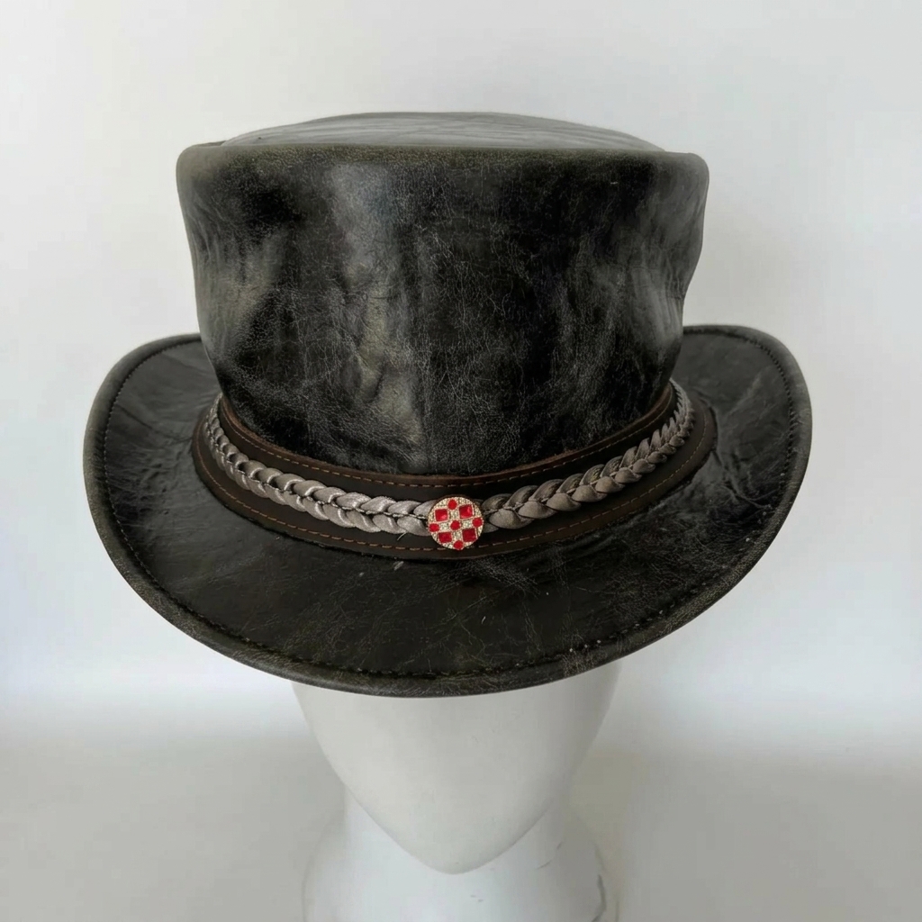 Cowhide Pattern Genuine Leather Western Cowboy Hat with Cowhide Pattern - Style 119 - image 05