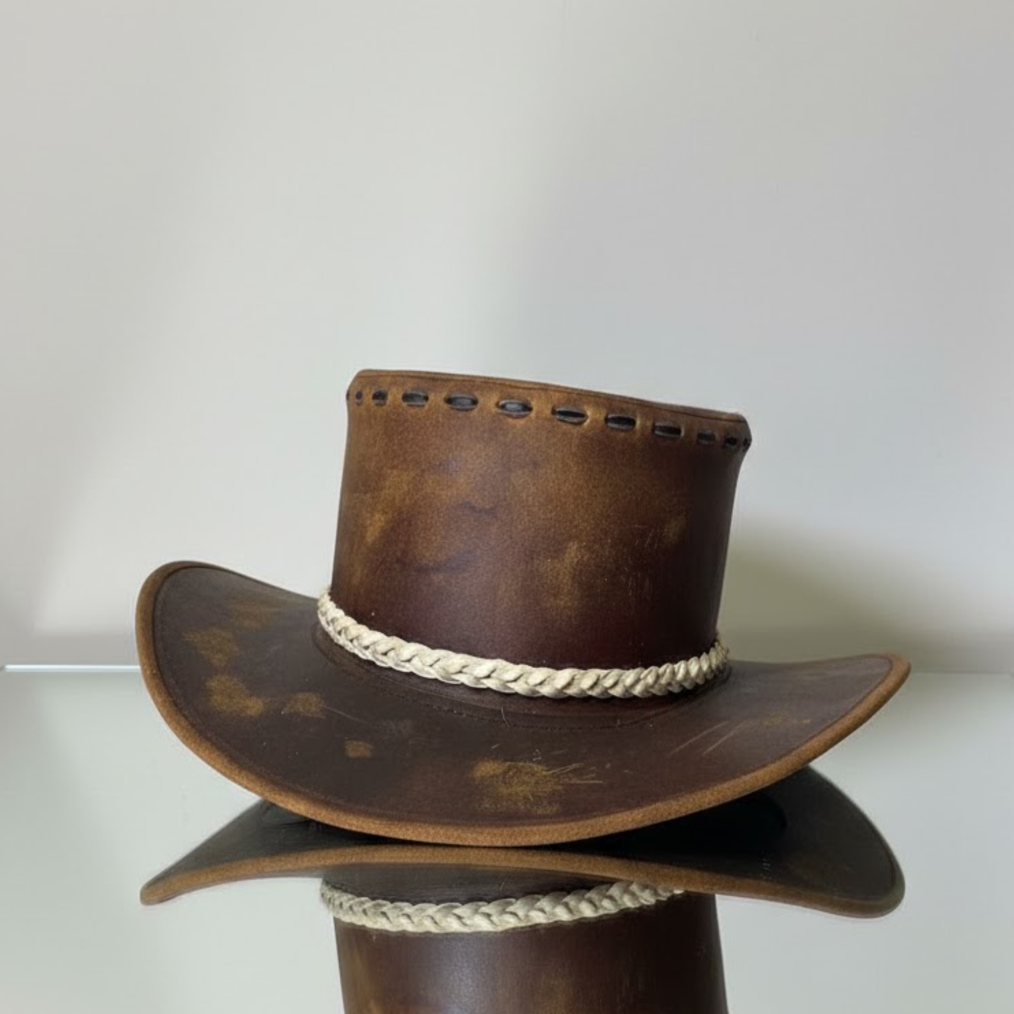 Cowhide Pattern Genuine Leather Western Cowboy Hat with Cowhide Pattern - Style 120 featured view