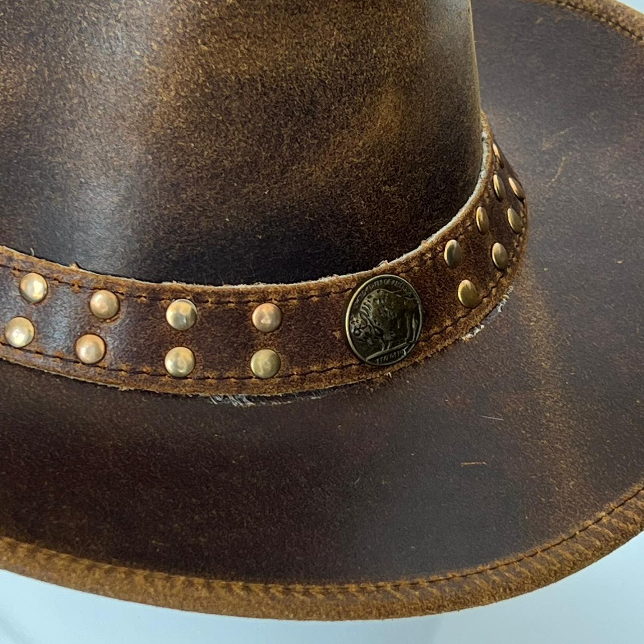 Cowhide Pattern Genuine Leather Western Cowboy Hat with Cowhide Pattern - Style 121 back view