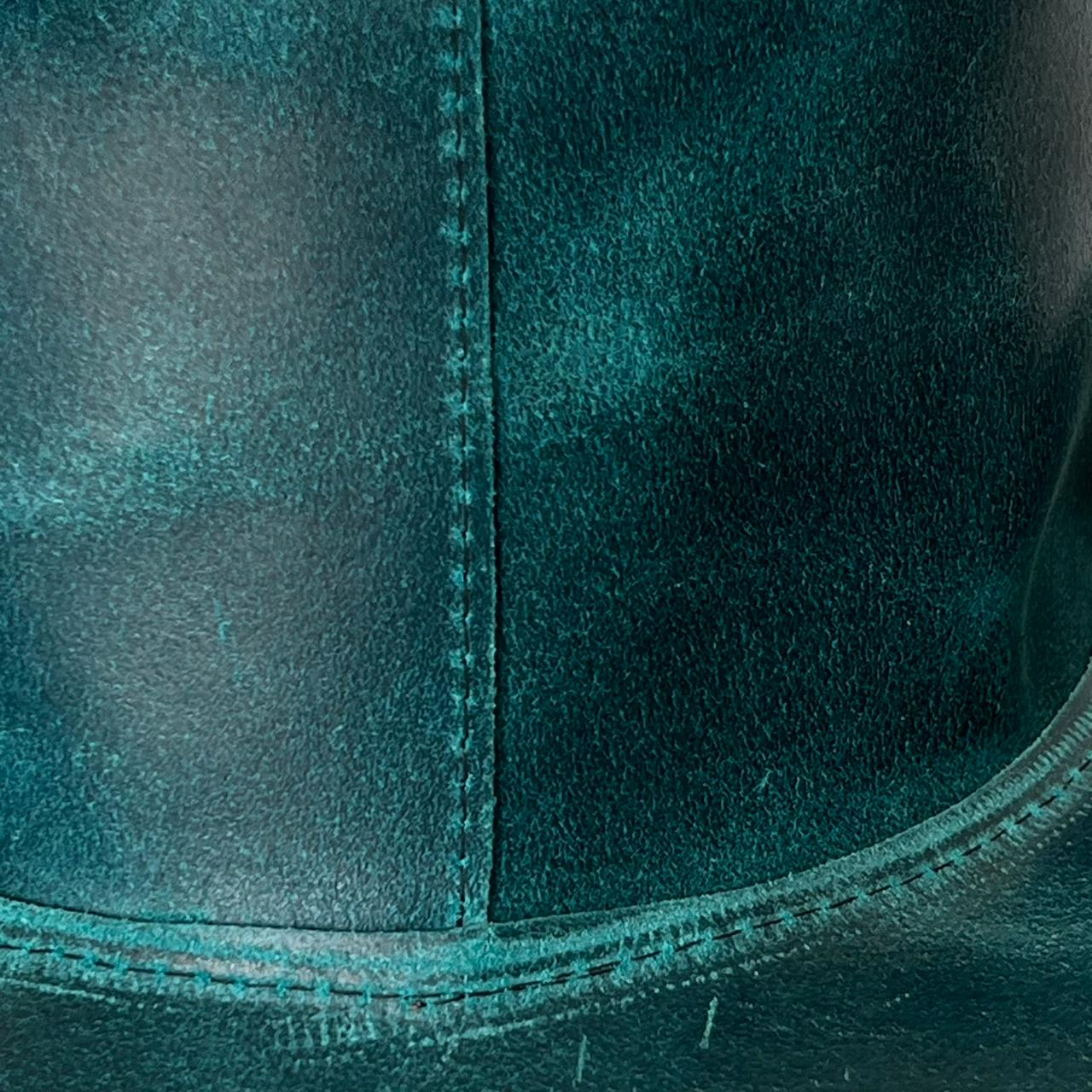 Cowhide Pattern Genuine Leather Western Cowboy Hat with Cowhide Pattern - Style 123 detail view