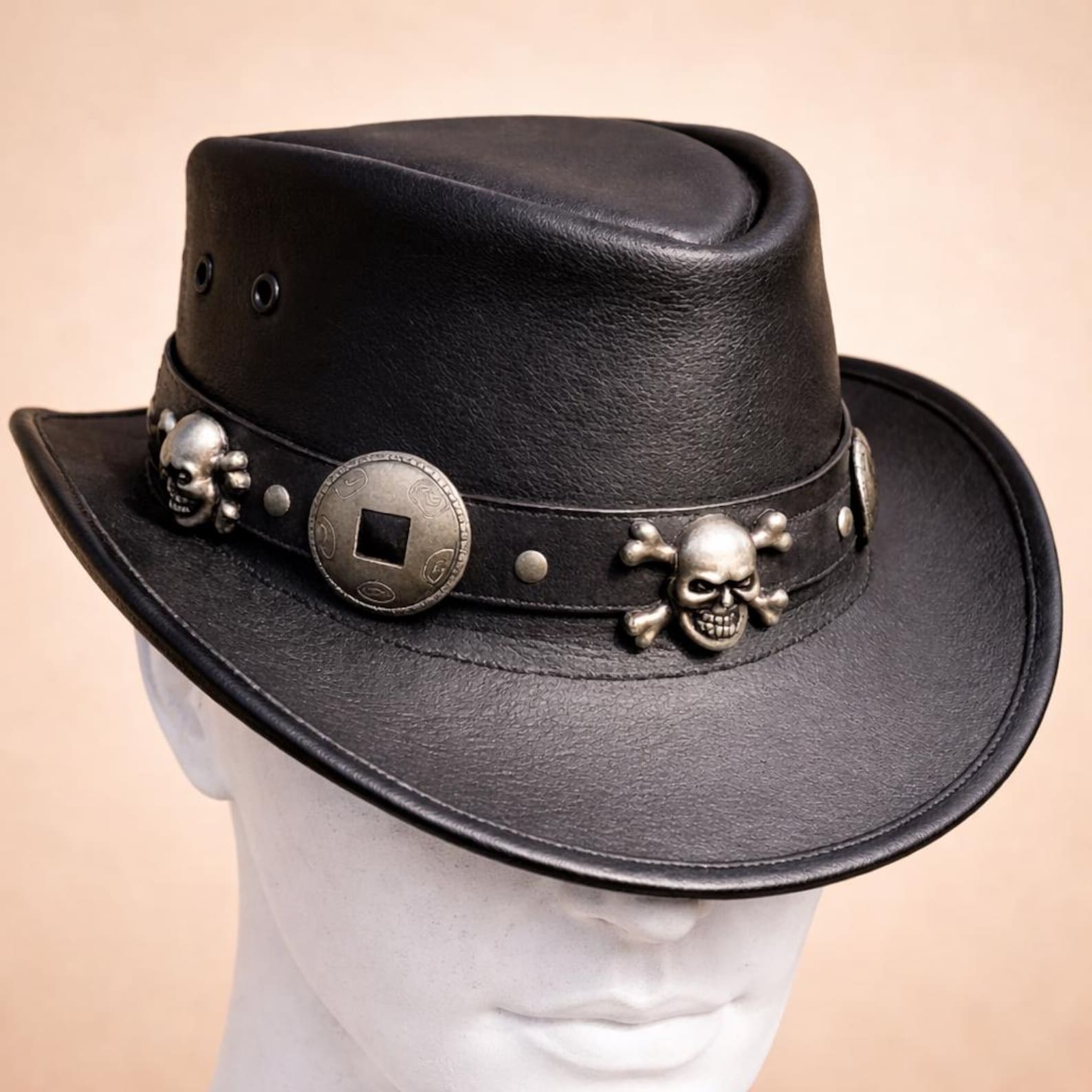 Cowhide Pattern Genuine Leather Western Cowboy Hat with Cowhide Pattern - Style 128 featured view