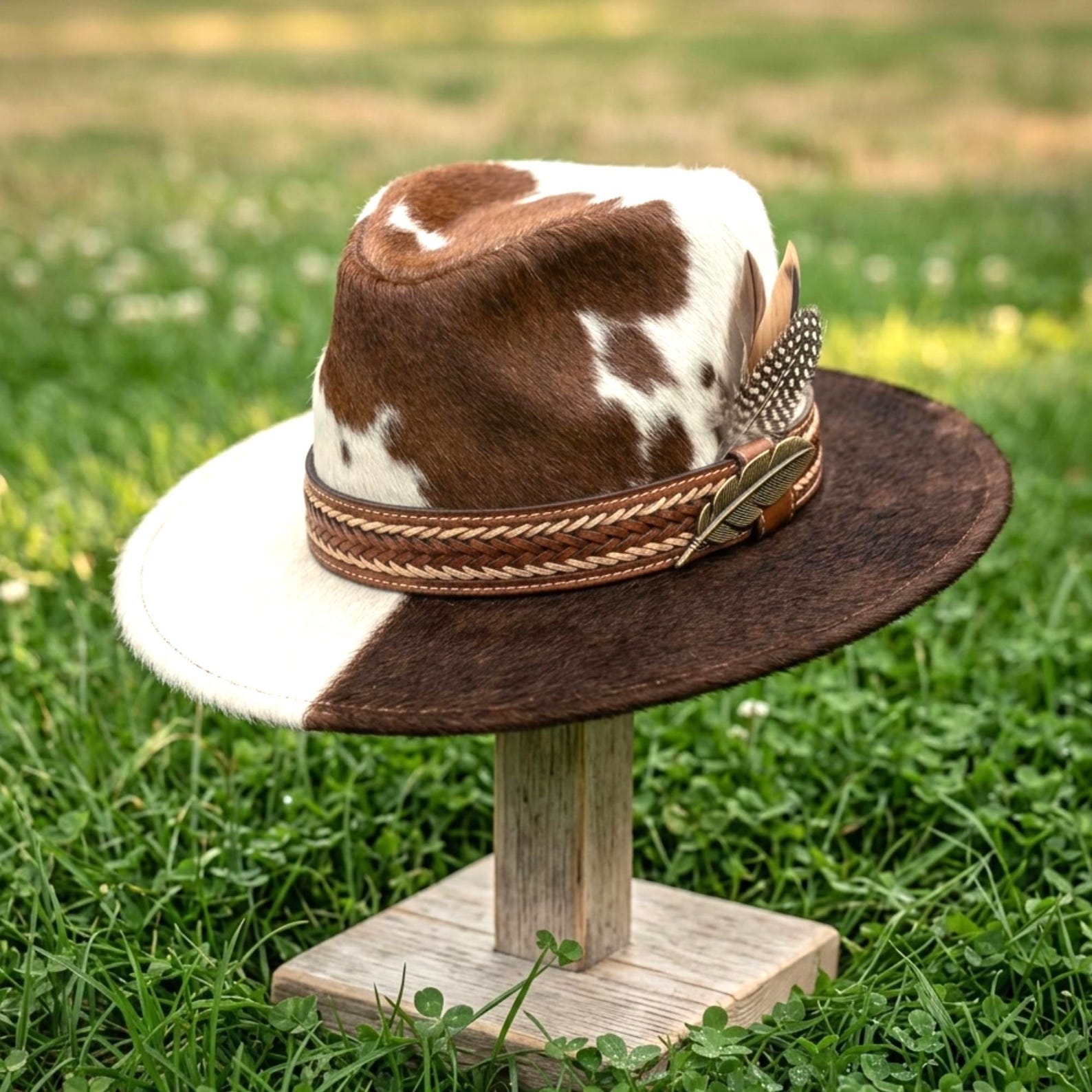 Cowhide Pattern Genuine Leather Western Cowboy Hat with Cowhide Pattern - Style 130 featured view