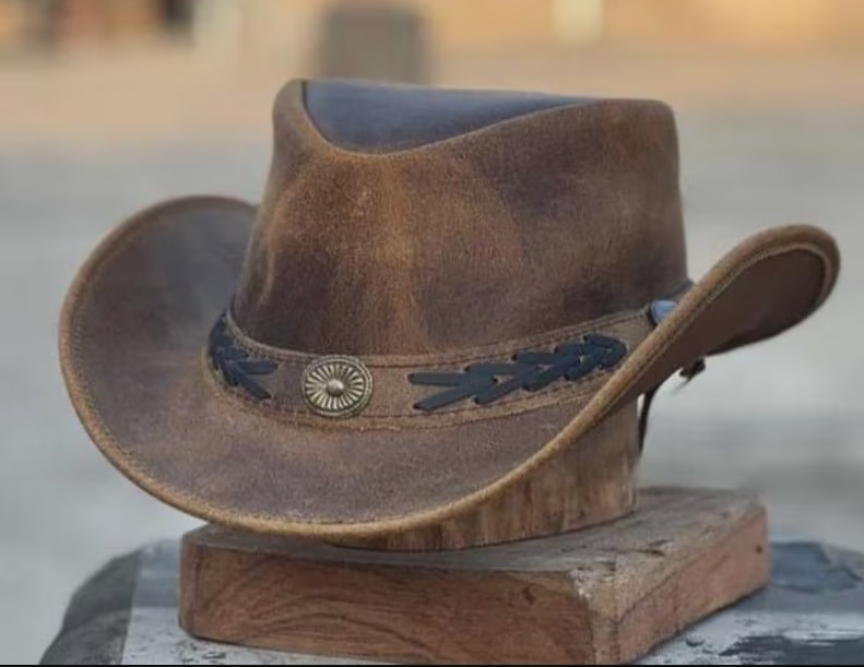 Cowhide Pattern Genuine Leather Western Cowboy Hat with Cowhide Pattern - Style 132 featured view