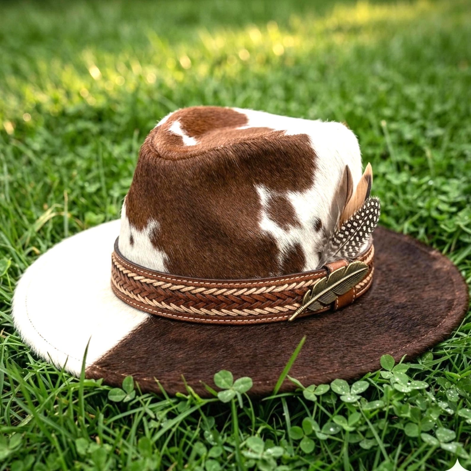 Cowhide Pattern Genuine Leather Western Cowboy Hat with Cowhide Pattern - Style 130 back view