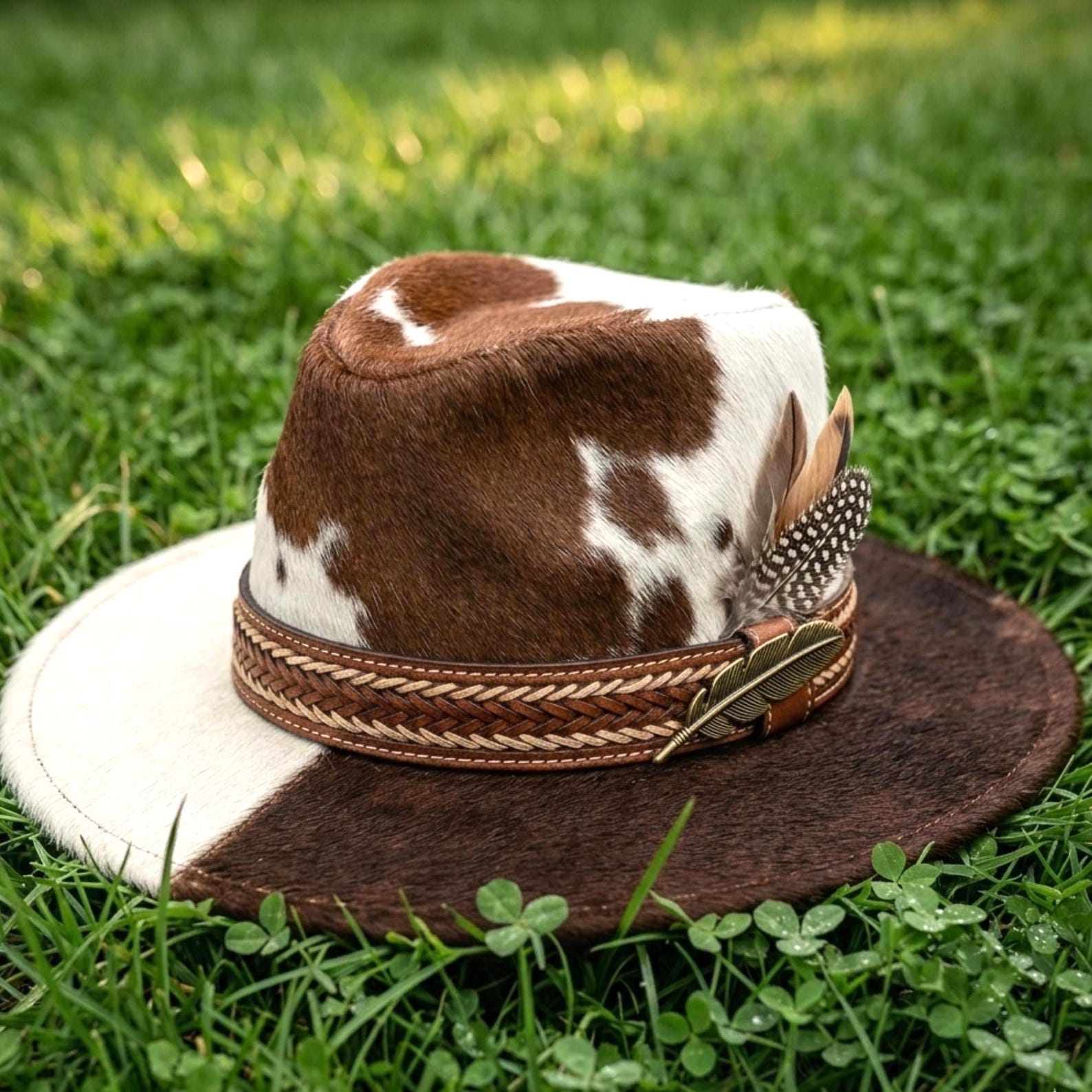 Cowhide Pattern Genuine Leather Western Cowboy Hat with Cowhide Pattern - Style 130 - image 05