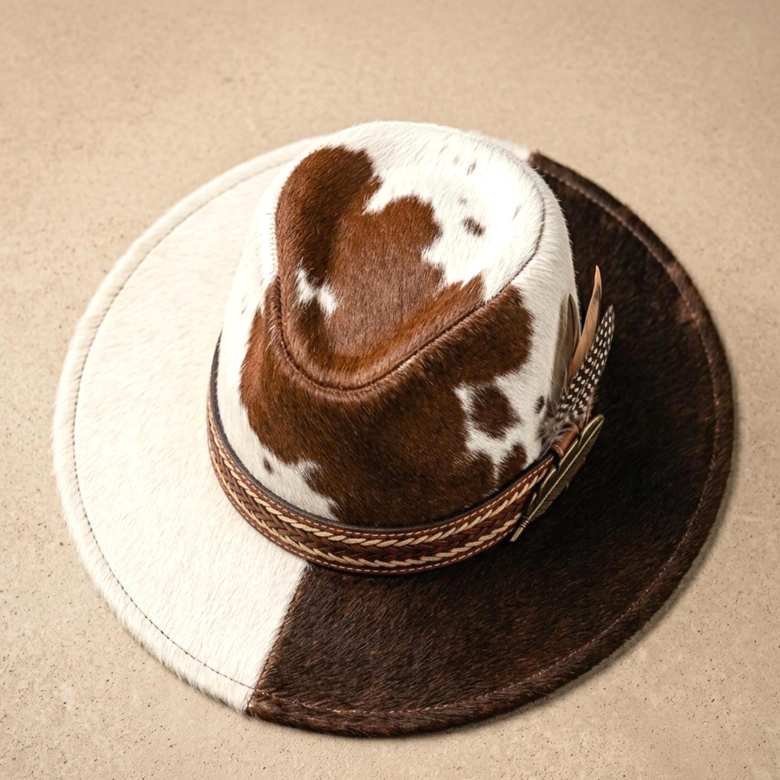 Cowhide Pattern Genuine Leather Western Cowboy Hat with Cowhide Pattern - Style 130 - image 06