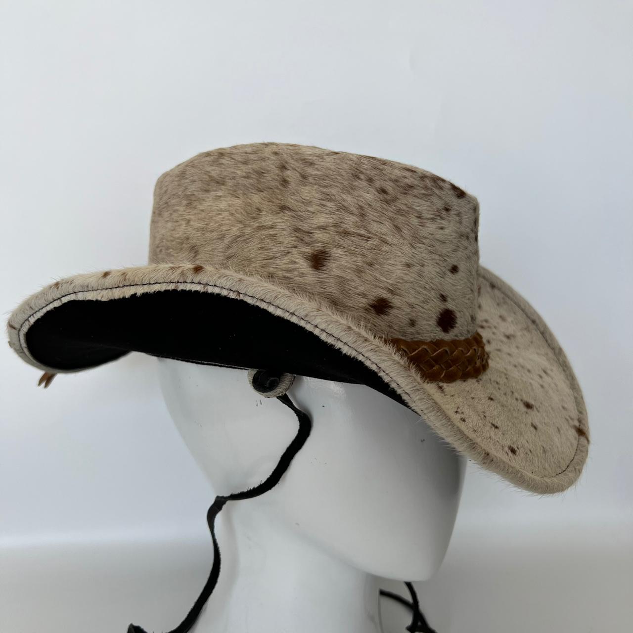 Cowhide Pattern Genuine Leather Western Cowboy Hat with Cowhide Pattern - Style 232 side angle