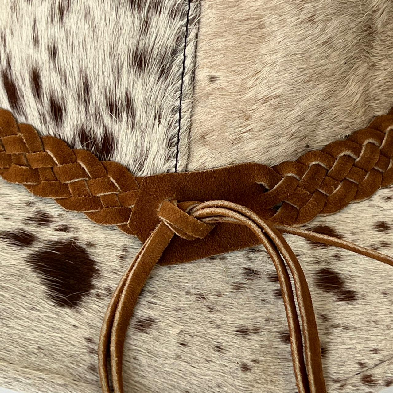 Cowhide Pattern Genuine Leather Western Cowboy Hat with Cowhide Pattern - Style 232 detail view