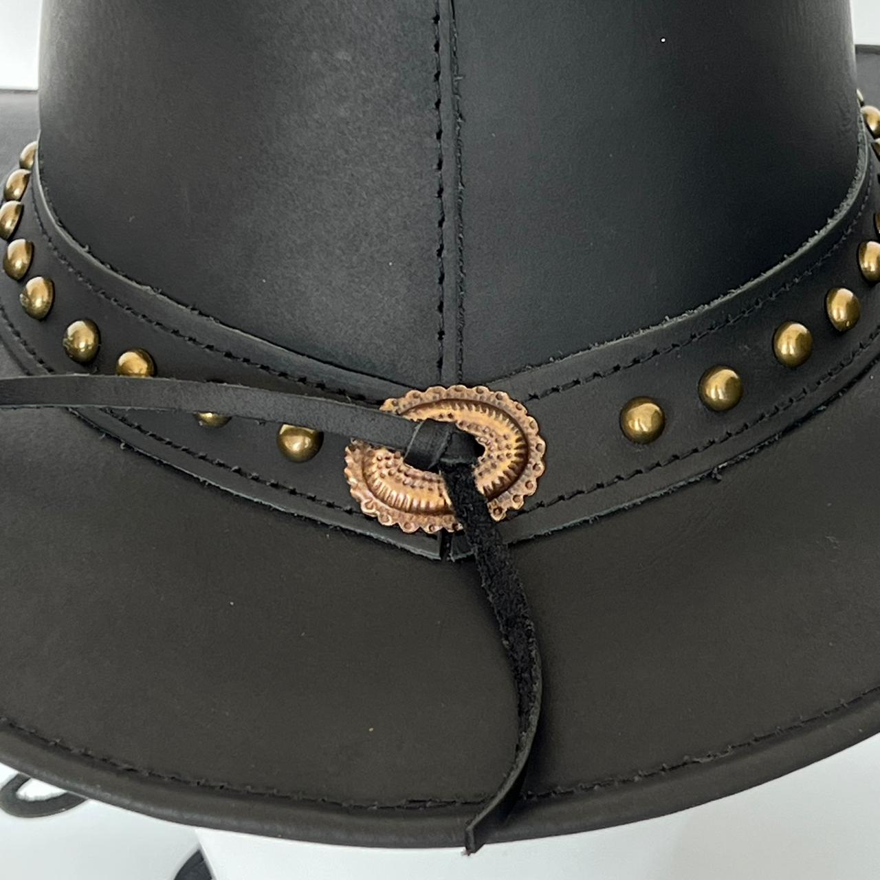 Cowhide Pattern Genuine Leather Western Cowboy Hat with Studded Detail - image 05