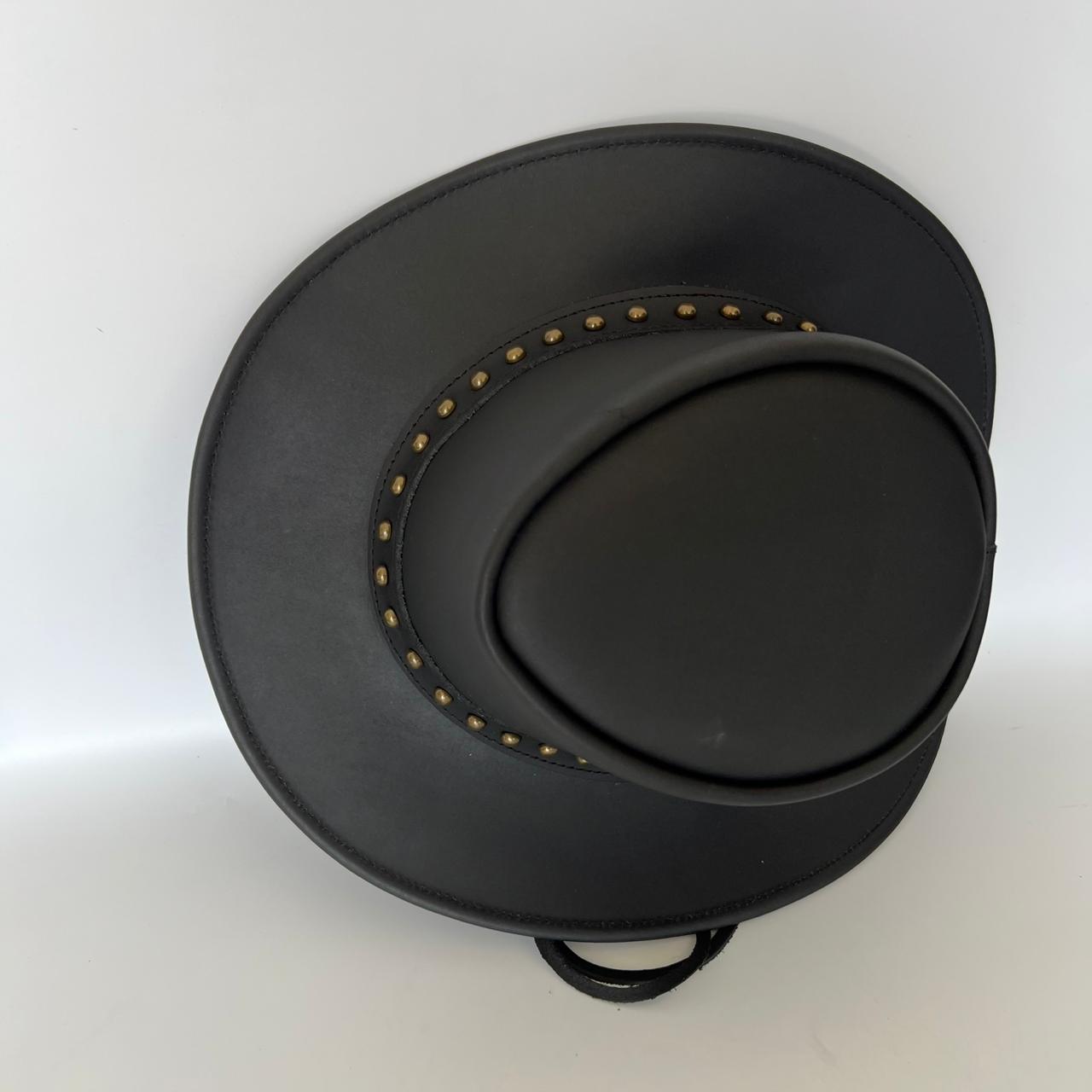 Cowhide Pattern Genuine Leather Western Cowboy Hat with Studded Detail - image 07
