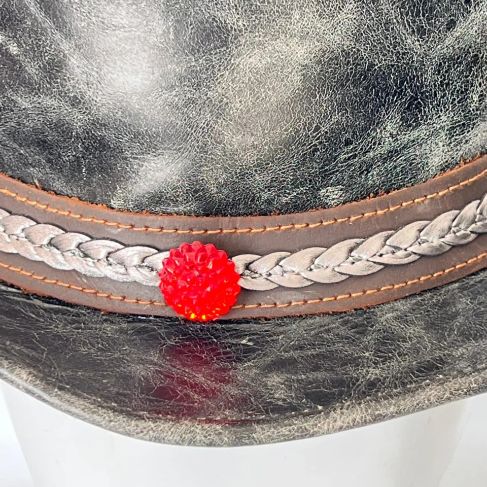 Dark Neutral Handmade Leather Gothic Top Hat Style 085 gallery view 06 - dark neutral gothic top hat with structured crown
