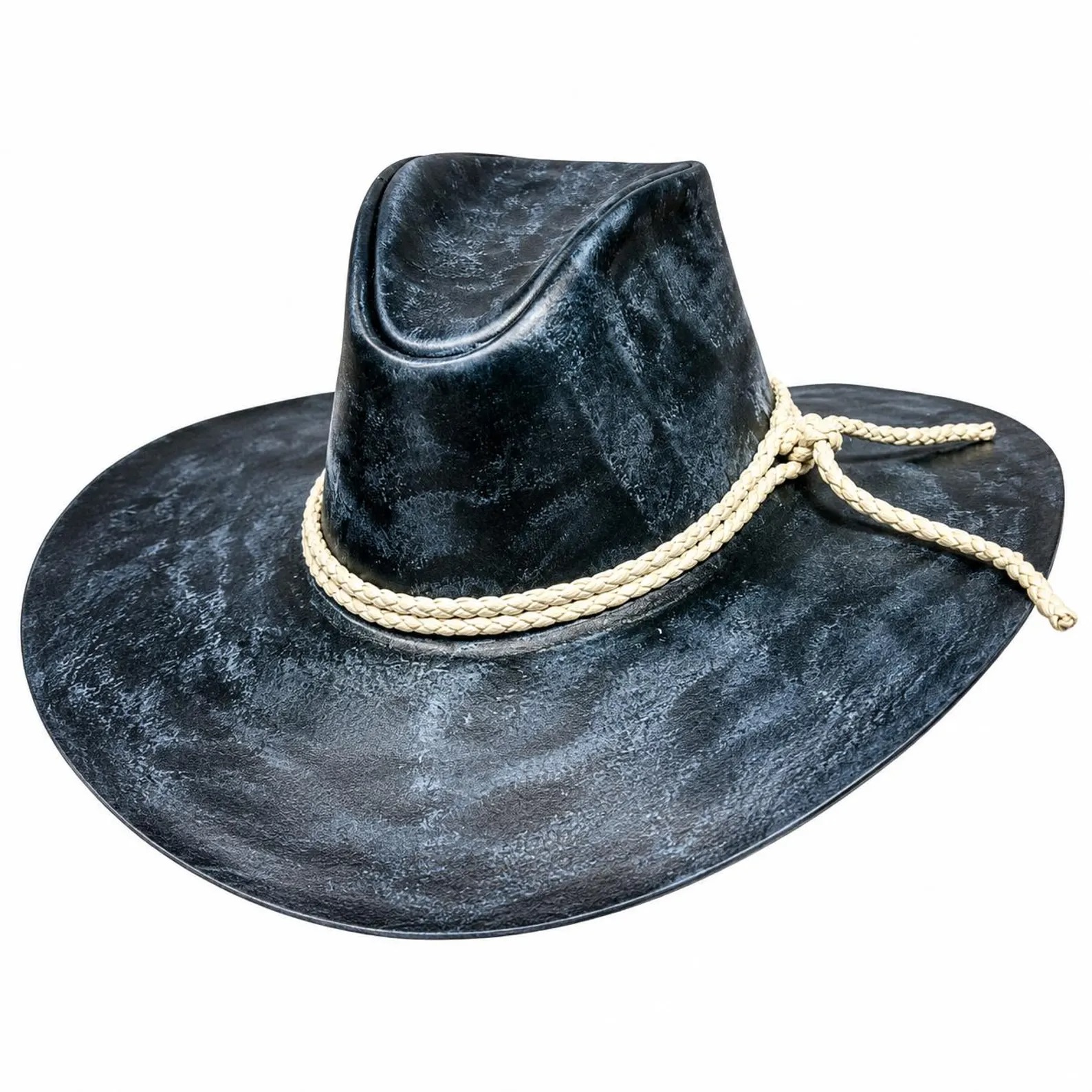 Distressed Brown Genuine Leather Western Cowboy Hat featured view