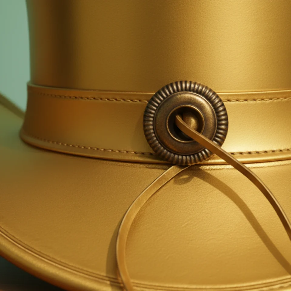 Light Neutral Handmade Leather Costume Top Hat Style 029 three quarter view - light neutral costume top hat with structured crown