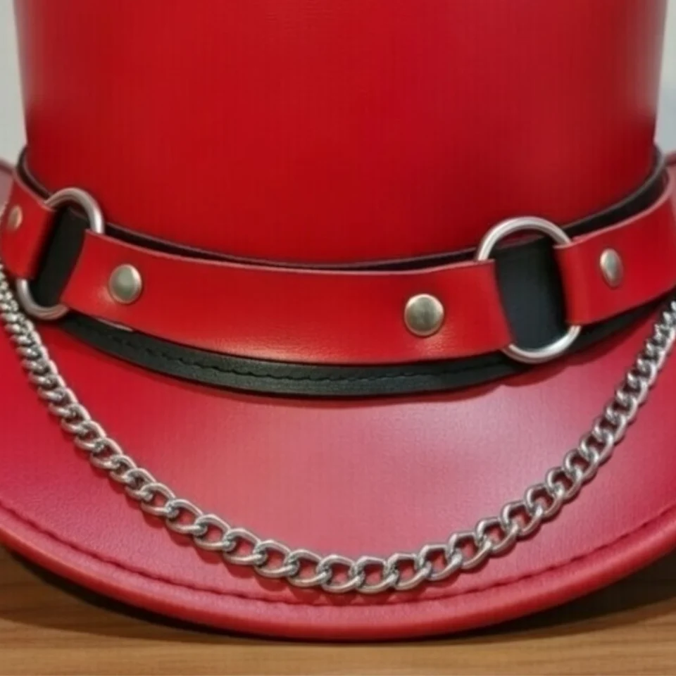 Light Neutral Handmade Leather Costume Top Hat Style 032 three quarter view - light neutral costume top hat with structured crown