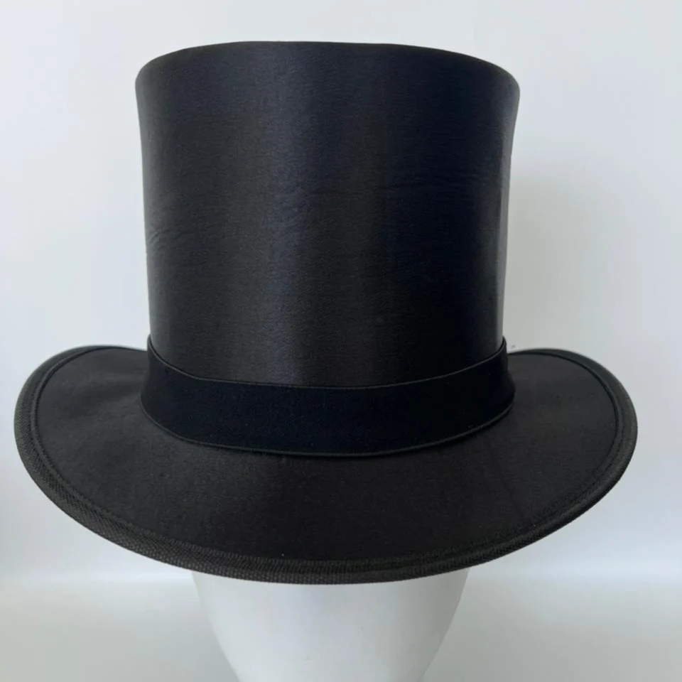Light Neutral Handmade Leather Costume Top Hat Style 116 gallery view 05 - light neutral costume top hat with structured crown