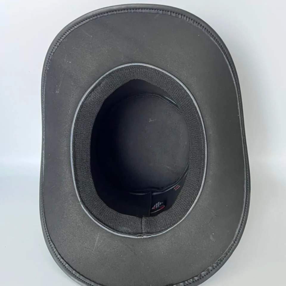 Charcoal Black Western Top Hat with Decorative Band detail view - charcoal black western top hat with decorative black-and-silver band