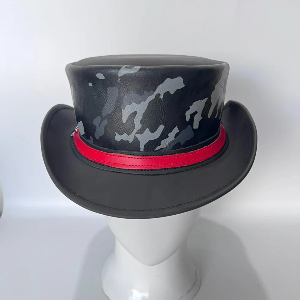 Light Neutral Handmade Leather Costume Top Hat Style 146 gallery view 07 - light neutral costume top hat with structured crown