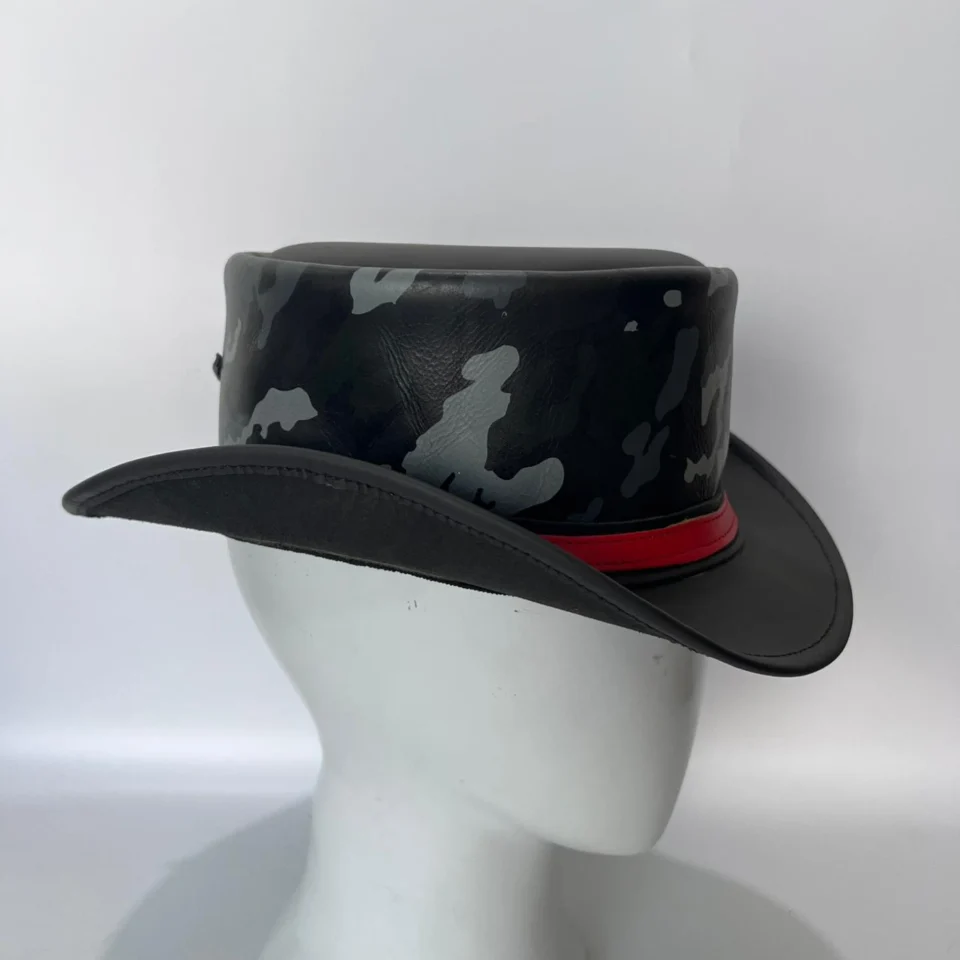 Light Neutral Handmade Leather Costume Top Hat Style 146 gallery view 08 - light neutral costume top hat with structured crown