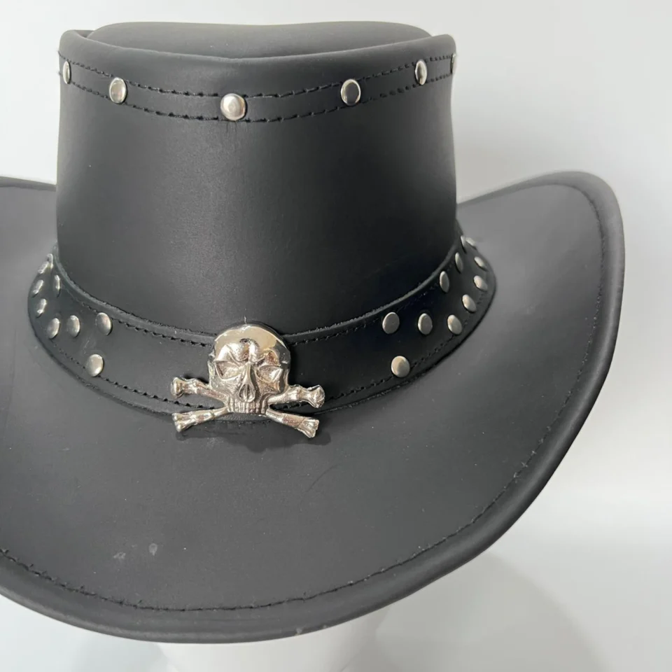Light Neutral Handmade Leather Costume Top Hat Style 149 gallery view 05 - light neutral costume top hat with structured crown