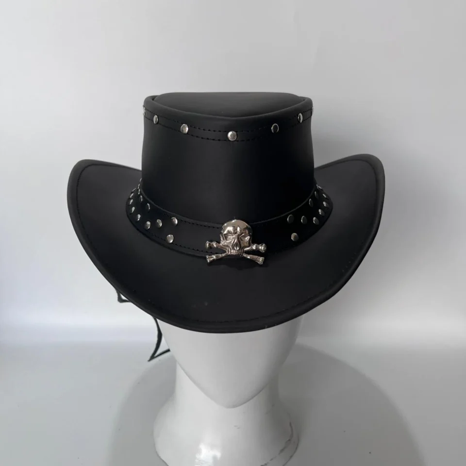 Light Neutral Handmade Leather Costume Top Hat Style 149 gallery view 06 - light neutral costume top hat with structured crown