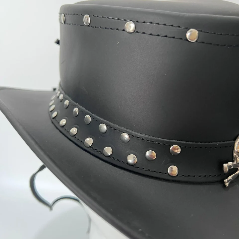 Light Neutral Handmade Leather Costume Top Hat Style 149 gallery view 07 - light neutral costume top hat with structured crown