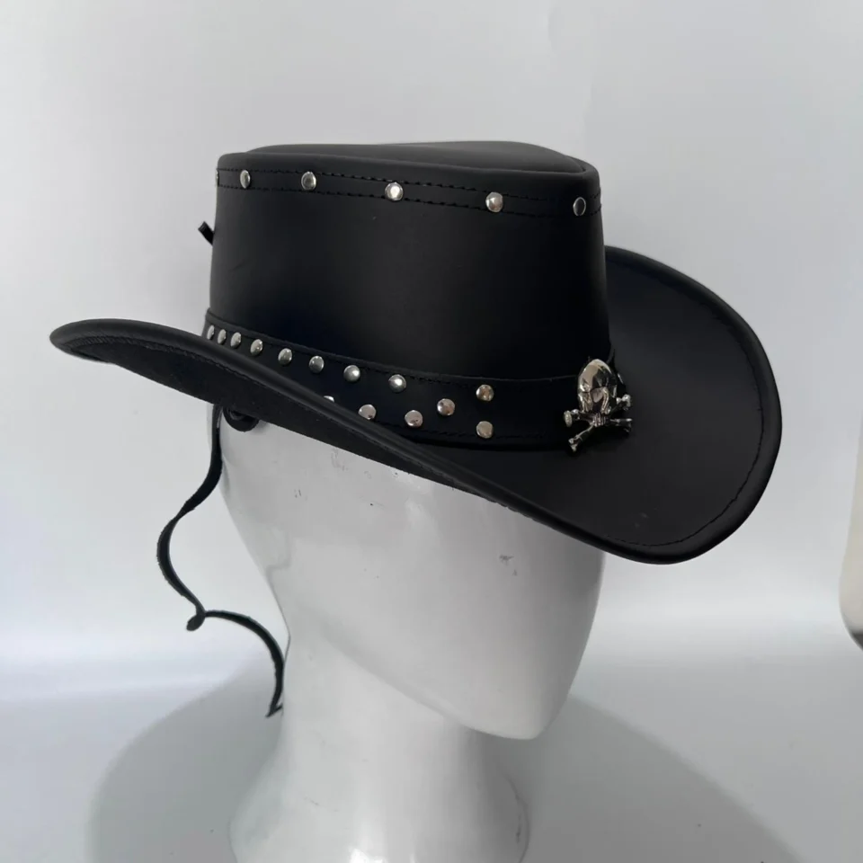 Light Neutral Handmade Leather Costume Top Hat Style 149 gallery view 08 - light neutral costume top hat with structured crown