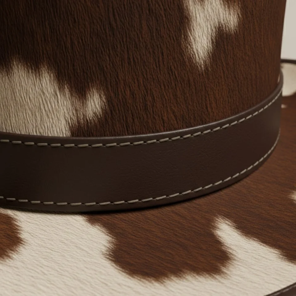 Light Neutral Handmade Leather Fashion Top Hat Style 003 gallery view 05 - light neutral steampunk top hat with structured crown