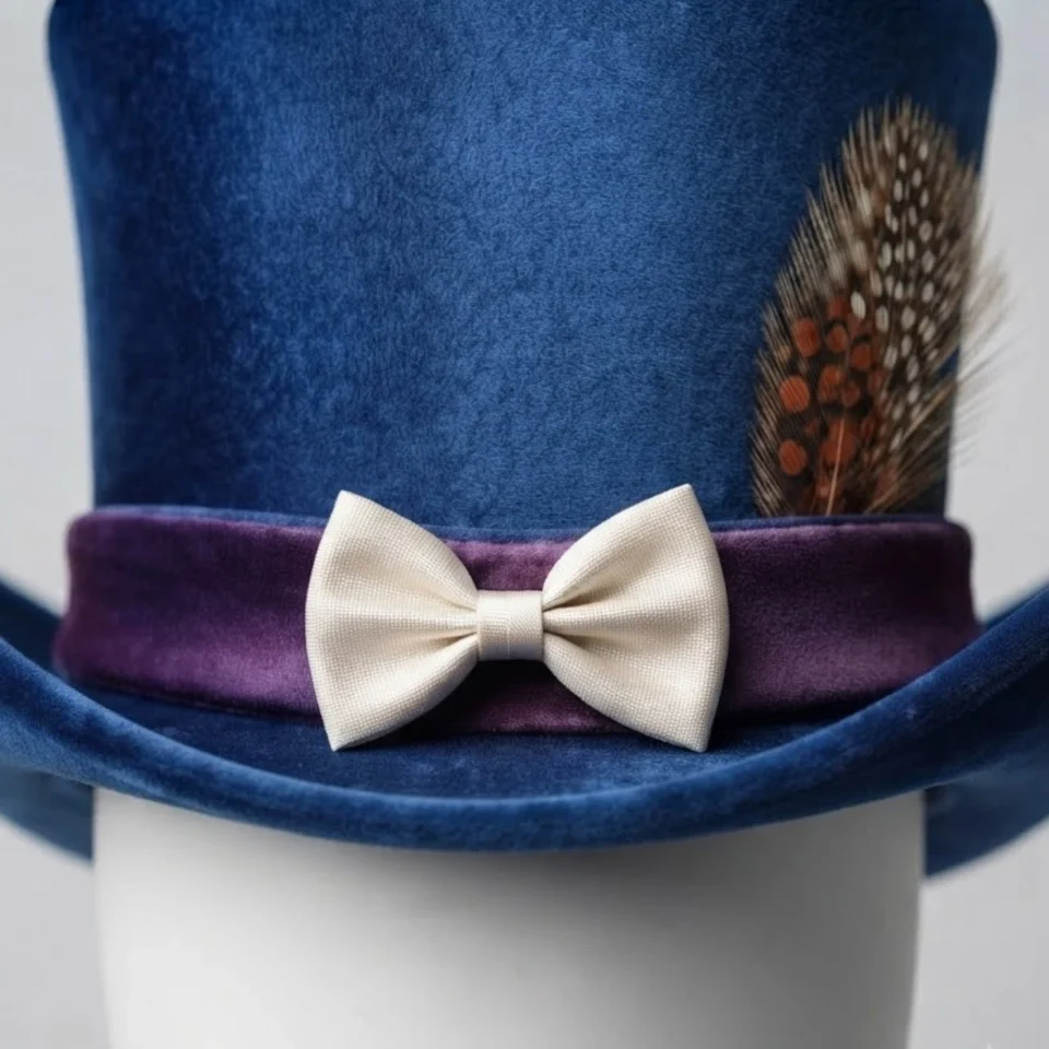 Light Neutral Handmade Leather Fashion Top Hat Style 078 detail view - light neutral steampunk top hat with structured crown