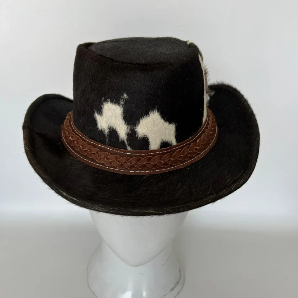 Light Neutral Handmade Leather Fashion Top Hat Style 093 gallery view 07 - light neutral steampunk top hat with structured crown