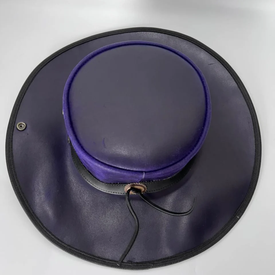 Light Neutral Handmade Leather Fashion Top Hat Style 099 gallery view 06 - light neutral steampunk top hat with structured crown