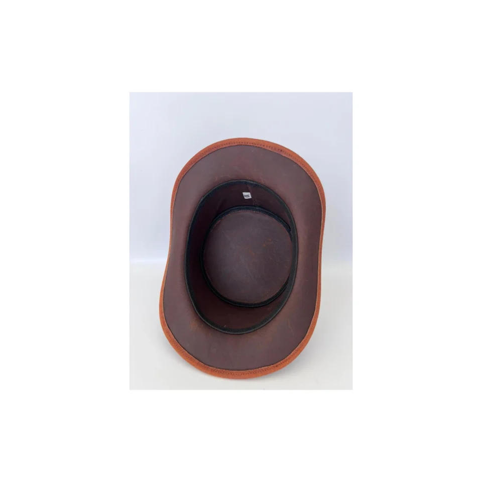 Light Neutral Handmade Leather Fashion Top Hat Style 114 gallery view 07 - light neutral steampunk top hat with structured crown