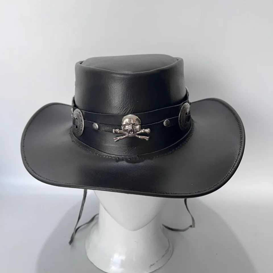 Light Neutral Handmade Leather Fashion Top Hat Style 147 gallery view 07 - light neutral steampunk top hat with structured crown