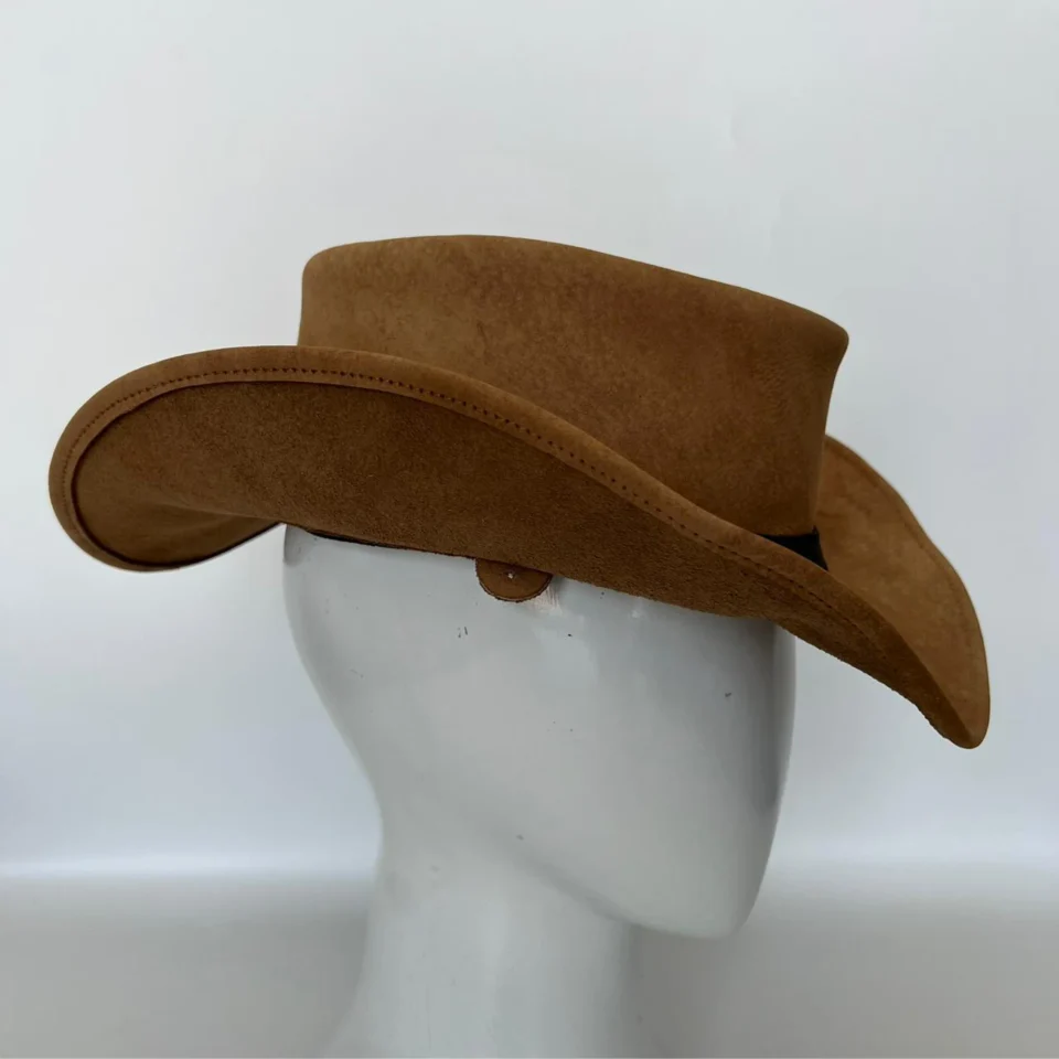 Tan Pinched Crown Western Hat back view - tan / camel pinched crown western hat