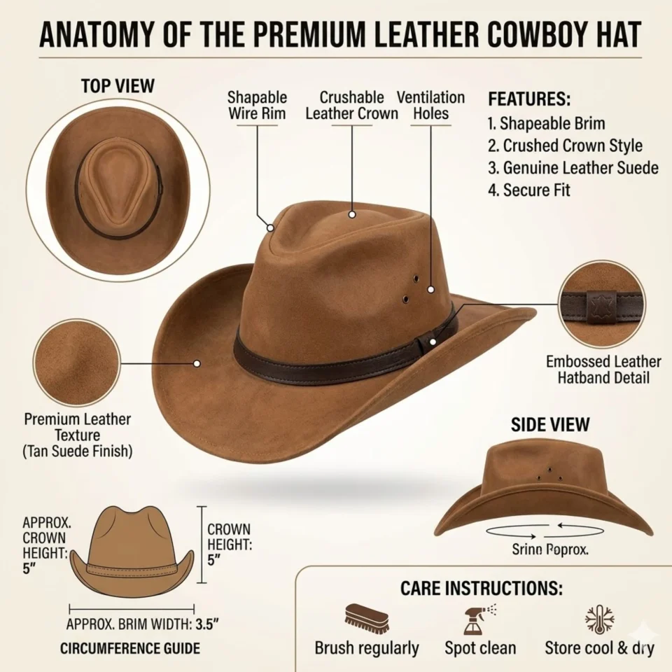 Tan Pinched Crown Western Hat three-quarter view - tan / camel pinched crown western hat