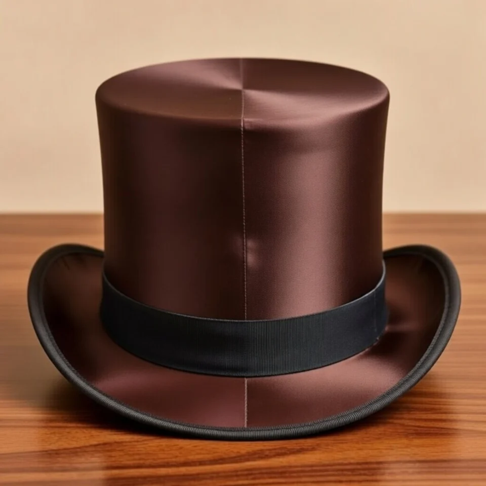 Light Neutral Handmade Leather Steampunk Top Hat Style 022 side view - light neutral steampunk top hat with structured crown