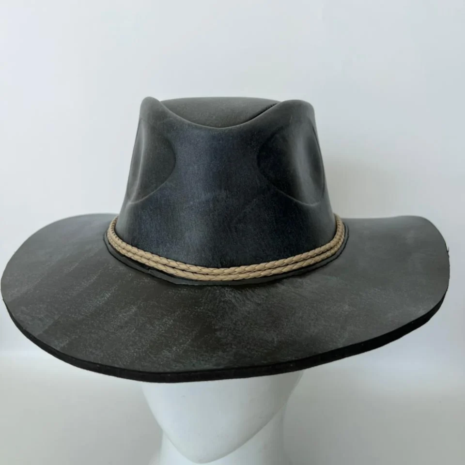 Light Neutral Handmade Leather Steampunk Top Hat Style 112 gallery view 05 - light neutral steampunk top hat with structured crown