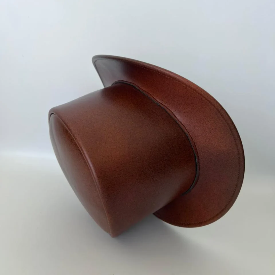 Reddish Brown Steampunk High Crown Top Hat gallery view 6 - reddish brown with dark brim steampunk top hat with high crown