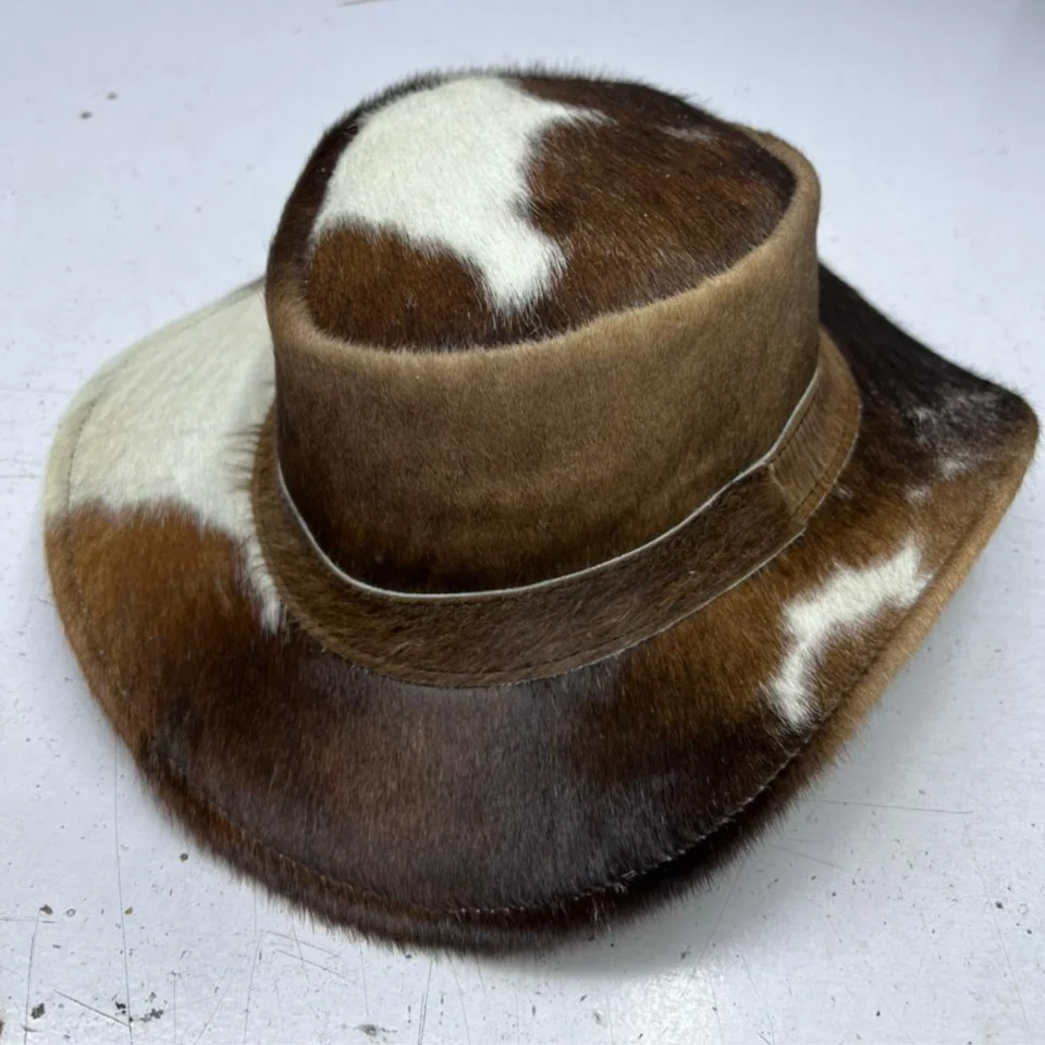 Light Neutral Handmade Leather Steampunk Top Hat Style 130 gallery view 05 - light neutral steampunk top hat with structured crown