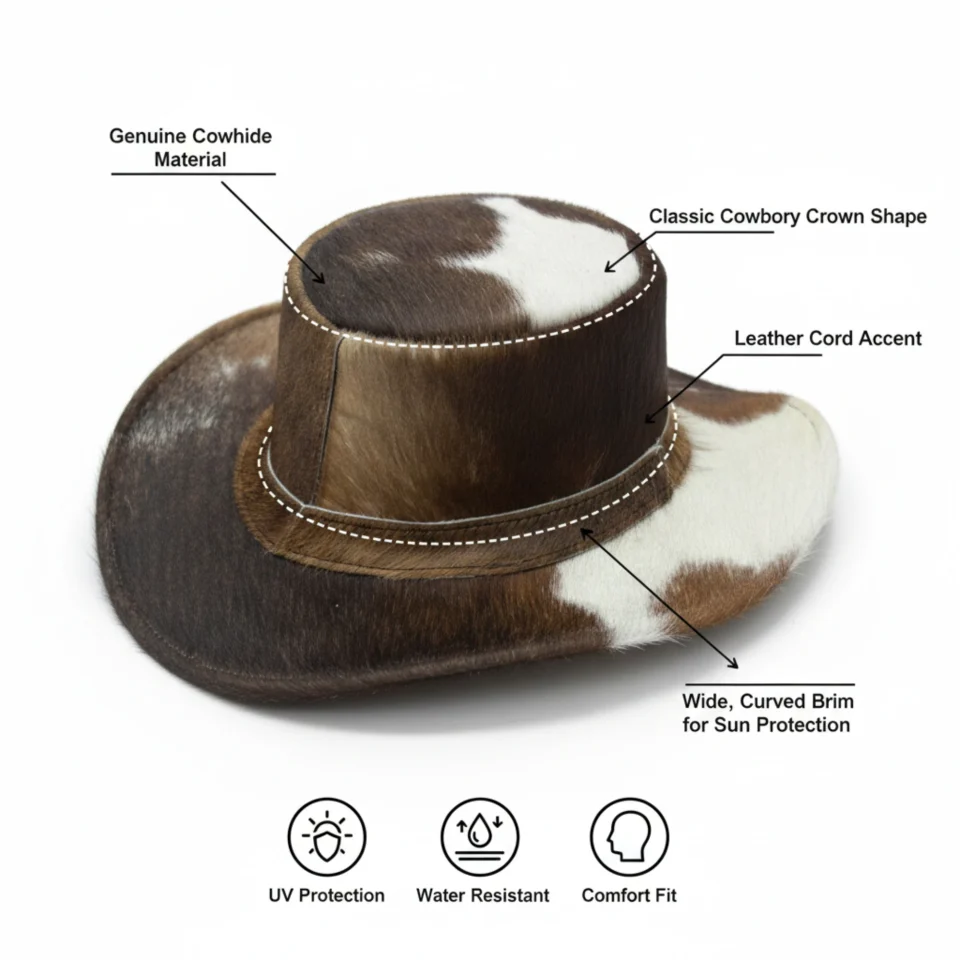 Light Neutral Handmade Leather Steampunk Top Hat Style 130 three quarter view - light neutral steampunk top hat with structured crown