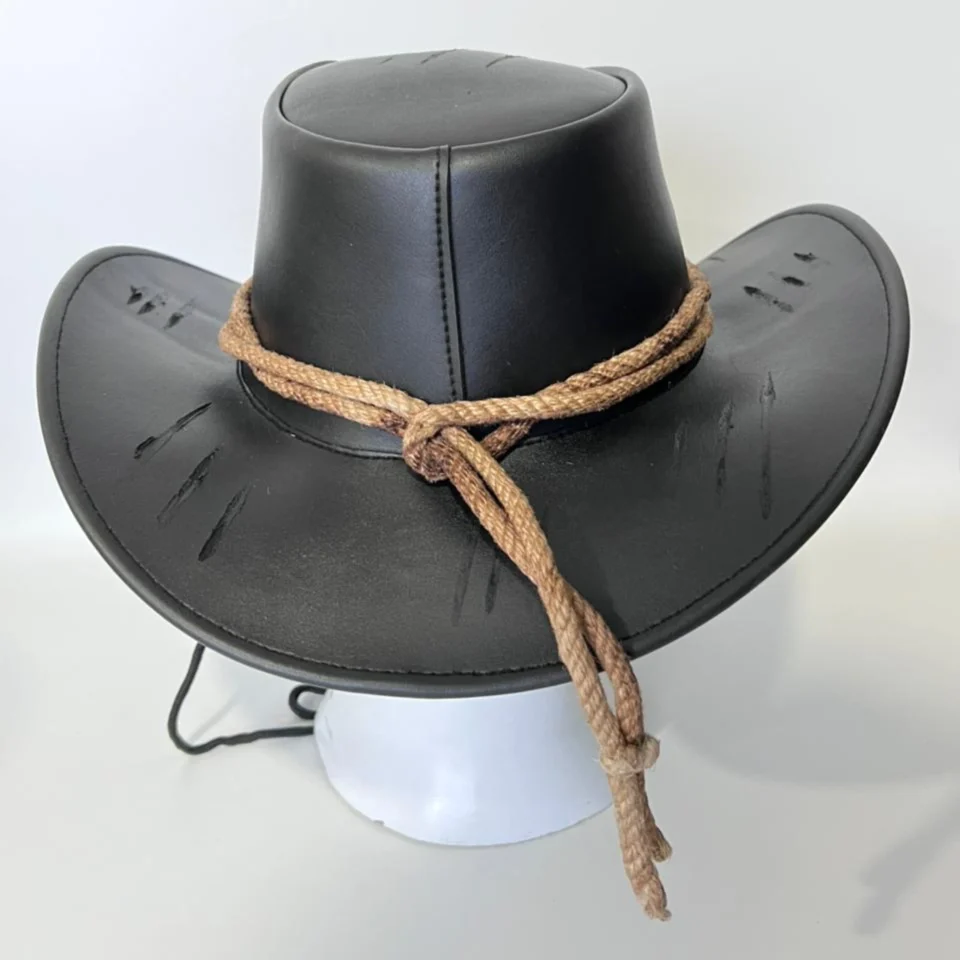 Light Neutral Handmade Leather Steampunk Top Hat Style 133 gallery view 05 - light neutral steampunk top hat with structured crown