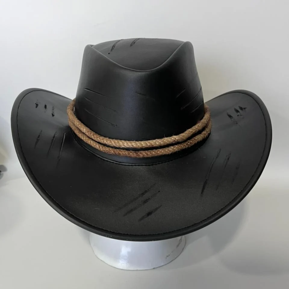 Light Neutral Handmade Leather Steampunk Top Hat Style 133 gallery view 06 - light neutral steampunk top hat with structured crown