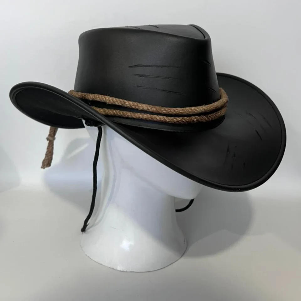 Light Neutral Handmade Leather Steampunk Top Hat Style 133 gallery view 07 - light neutral steampunk top hat with structured crown
