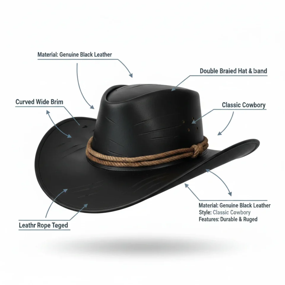 Light Neutral Handmade Leather Steampunk Top Hat Style 133 three quarter view - light neutral steampunk top hat with structured crown