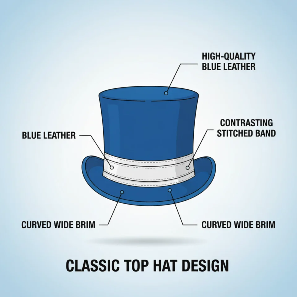 Light Neutral Handmade Leather Steampunk Top Hat Style 139 three quarter view - light neutral steampunk top hat with structured crown